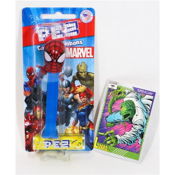 SPIDER MAN PEZ DISPENSER WITH MARVEL 1991 CARD