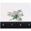 Image 1 : MALACHITE SILVER PLATED BROOCH