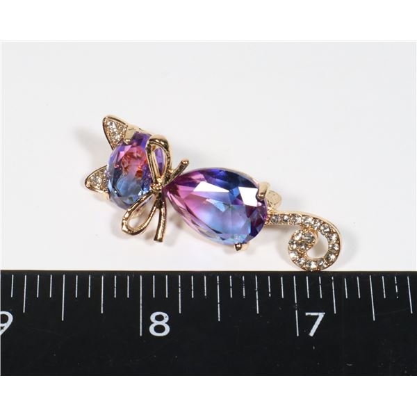 NEW RHINESTONE SUNSET CAT BROOCH