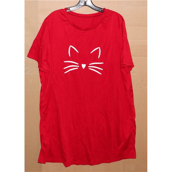 NEW RED, CAT THEME PAJAMA TOP