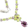 Image 3 : Natural Peridot & Rhodolite Garnet Necklace