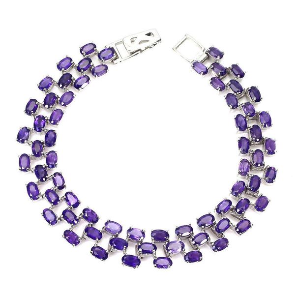 Natural Unheated Oval Amethyst Bracelet
