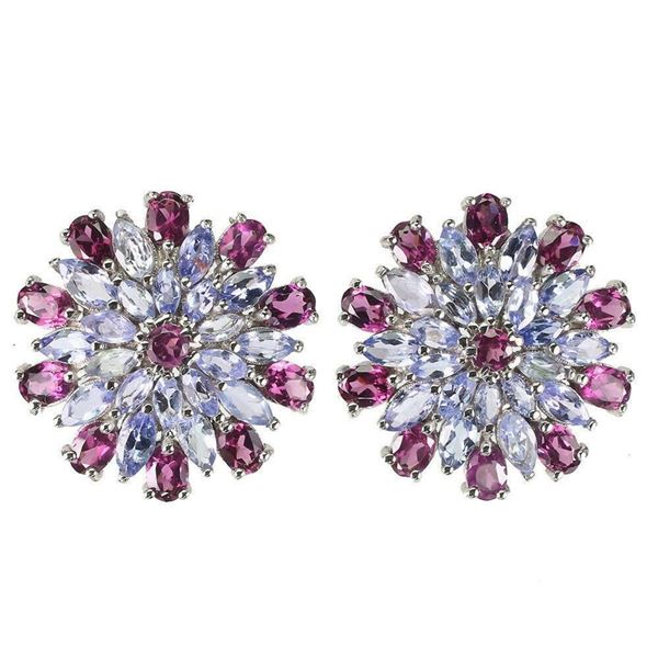 Natural Tanzanite & Rhodolite Garnet Earrings