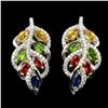 Image 1 : Natural Sapphire & Chrome Diopside Leaf Earrings
