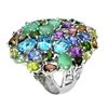 Image 2 : Natural Colombian Emerald Swiss Topaz Amethyst Ring
