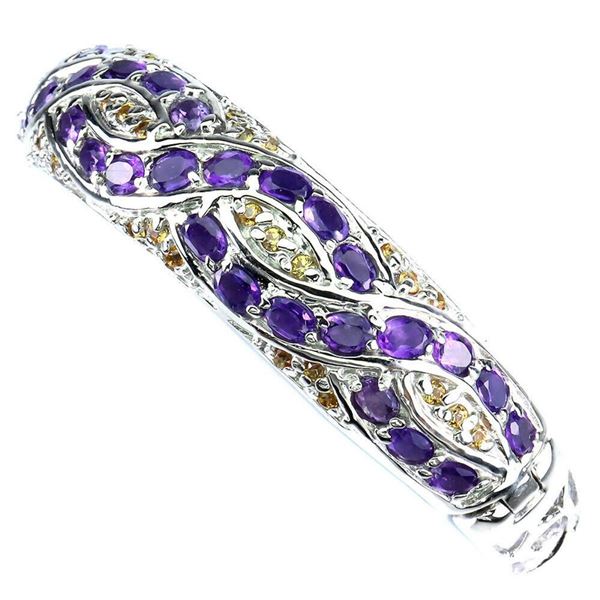 Natural Unheated Amethyst & Sapphire Bangle