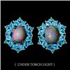 Image 1 : Natural Ethiopian White Opal & Paraiba Blue Apatite Earrings