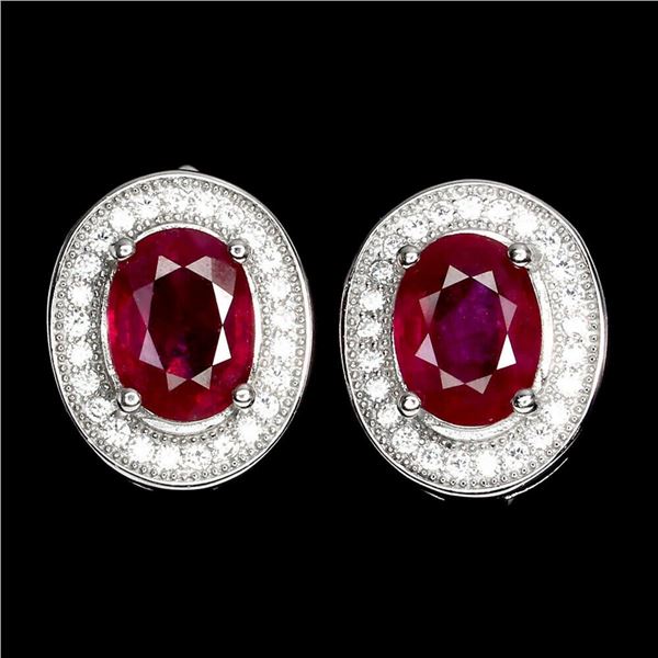 Natural Red Ruby 8x6 MM Earrings