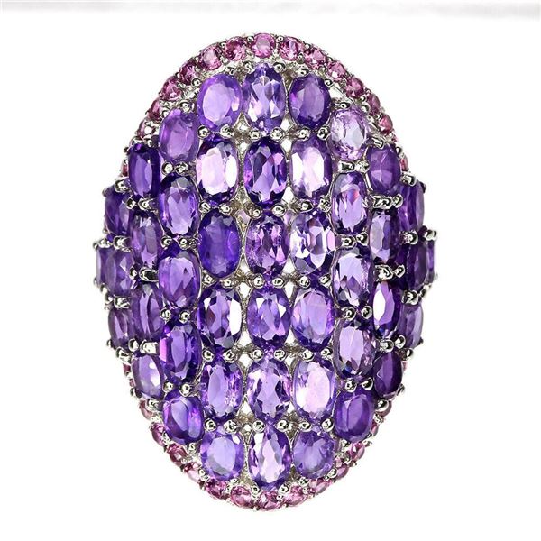 Natural  Amethyst Rhodolite Garnet Ring