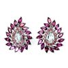 Image 2 : Natural Aquamarine Rhodolite Garnet Earrings