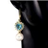 Image 1 : Natural Swiss Blue Topaz &  Pearl Earrings