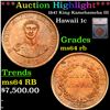 ***Auction Highlight*** 1847 King Kamehameha III Hawaii Cent 1c Graded ms64 rb BY SEGS (fc)