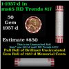 Image 1 : Shotgun Lincoln 1c roll, 1957-d 50 pcs Bank Wrapper.