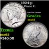 Image 1 : 1924-p Peace Dollar $1 Grades GEM Unc