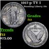 Image 1 : 1917-p TY I Standing Liberty Quarter 25c Grades f, fine