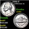 1986-d Jefferson Nickel 5c Grades GEM++ Unc