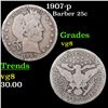 Image 1 : 1907-p Barber Quarter 25c Grades vg, very good