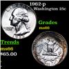Image 1 : 1962-p Washington Quarter 25c Grades GEM+ Unc