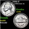 1986-d Jefferson Nickel 5c Grades GEM+ Unc