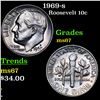 Image 1 : 1969-s Roosevelt Dime 10c Grades GEM++ Unc