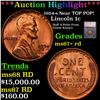 ***Auction Highlight*** 1954-s Lincoln Cent Near TOP POP! 1c Graded ms67+ rd By SEGS (fc)