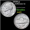 Image 1 : 1938-p Jefferson Nickel 5c Grades GEM Unc