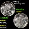 Image 1 : 1943-p Mercury Dime 10c Grades GEM+ Unc