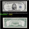 1953 $5 Blue Seal Silver Certificate United States Note Grades vf+