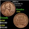 1911-s Lincoln Cent 1c Grades vf++