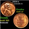 1954-s Lincoln Cent 1c Grades GEM++ Unc RD
