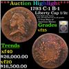 Image 1 : ***Auction Highlight*** 1793 Liberty Cap half cent C-1 B-1 1/2c Graded vf+ By USCG (fc)