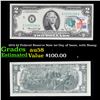 Image 1 : 1976 $2 Federal Reserve Note 1st Day of Issue, with Stamp Grades Choice AU/BU Slider