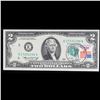 Image 2 : 1976 $2 Federal Reserve Note 1st Day of Issue, with Stamp Grades Choice AU/BU Slider