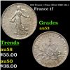 1918 France 1 Franc Silver KM# 844.1 Grades Select AU