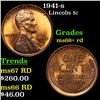 1941-s Lincoln Cent 1c Grades GEM++ RD
