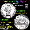 ***Auction Highlight*** 1963 Canada Dollar $1 Graded ms66 DMPL BY SEGS (fc)