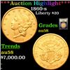 ***Auction Highlight*** 1860-s Gold Liberty Double Eagle $20 Graded Choice AU/BU Slider BY USCG (fc)