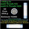 Image 1 : Bank Style Shotgun Uncirculated Jefferson 5c roll, 1958-p 40 pcs