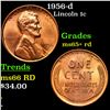 1956-d Lincoln Cent 1c Grades Gem+ Unc RD