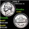 1986-d Jefferson Nickel 5c Grades GEM++ Unc