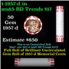 Image 1 : Shotgun Lincoln 1c roll, 1957-d 50 pcs Bank Wrapper.