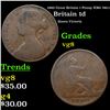 1860 Great Britain 1 Penny KM# 749.1 Grades vg, very good