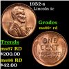 1952-s Lincoln Cent 1c Grades GEM++ RD