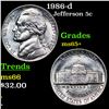 1986-d Jefferson Nickel 5c Grades GEM+ Unc