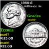 1986-d Jefferson Nickel 5c Grades GEM++ Unc
