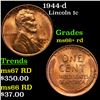 1944-d Lincoln Cent 1c Grades GEM++ RD
