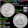 1850-o Seated Half Dollar 50c Grades Choice AU/BU Slider+ BY SEGS