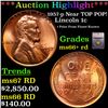 ***Auction Highlight*** 1957-p Lincoln Cent Near TOP POP! 1c Graded ms66+ rd BY SEGS (fc)
