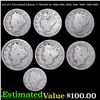 Lot of 7 Circulated Liberty 'v' Nickels 5c 1896,1889, 1890, 1891, 1892, 1893 1895 Liberty Nickel 5c 