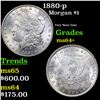 Image 1 : 1880-p Morgan Dollar $1 Grades Choice+ Unc